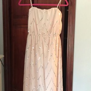 Strapless blush sequin dress